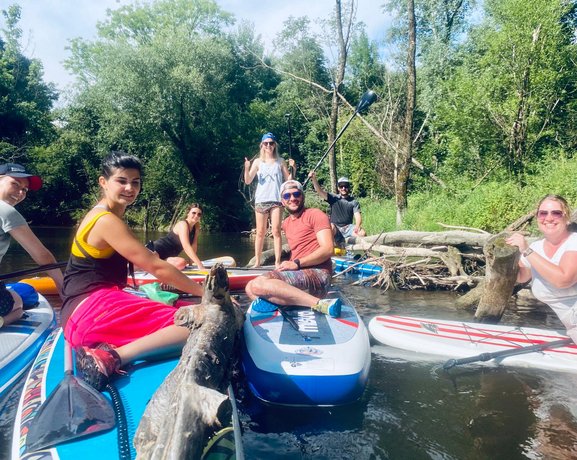 AB3 Teamausflug beim SUPen auf der Schussen