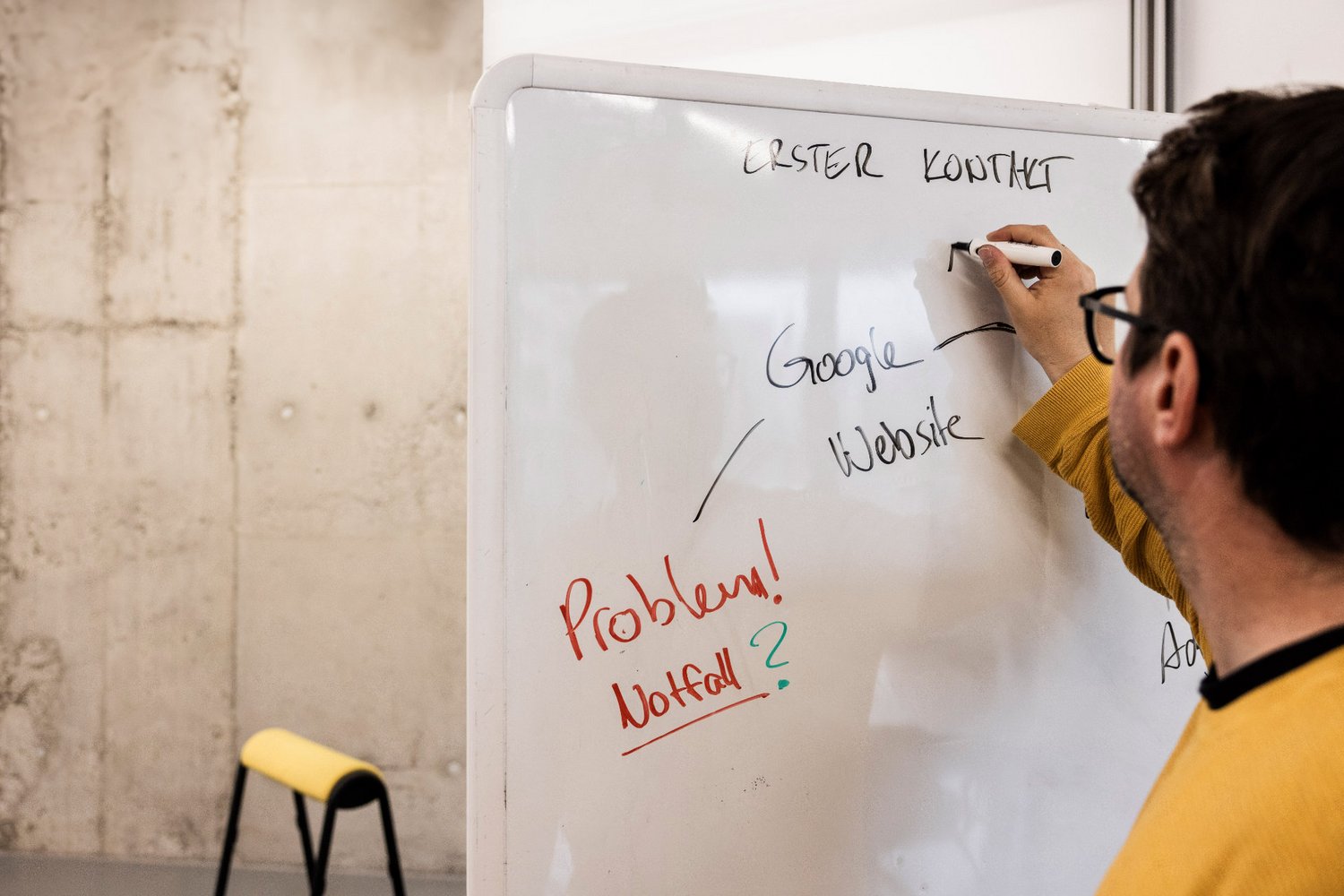 Person sammelt Ideen am Whiteboard